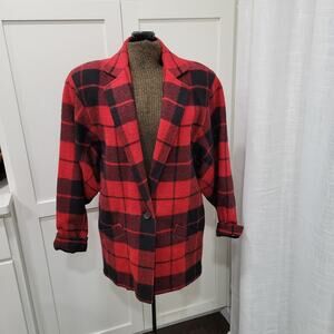 Vintage Wool Mohair Alpaca Blend Peabody House Single Button Plaid Blazer Sz 12